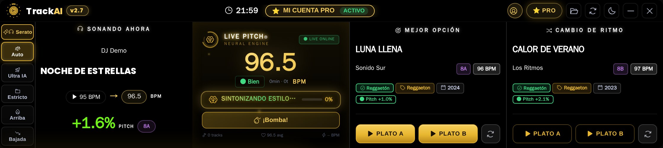 Ventana de TrackAI